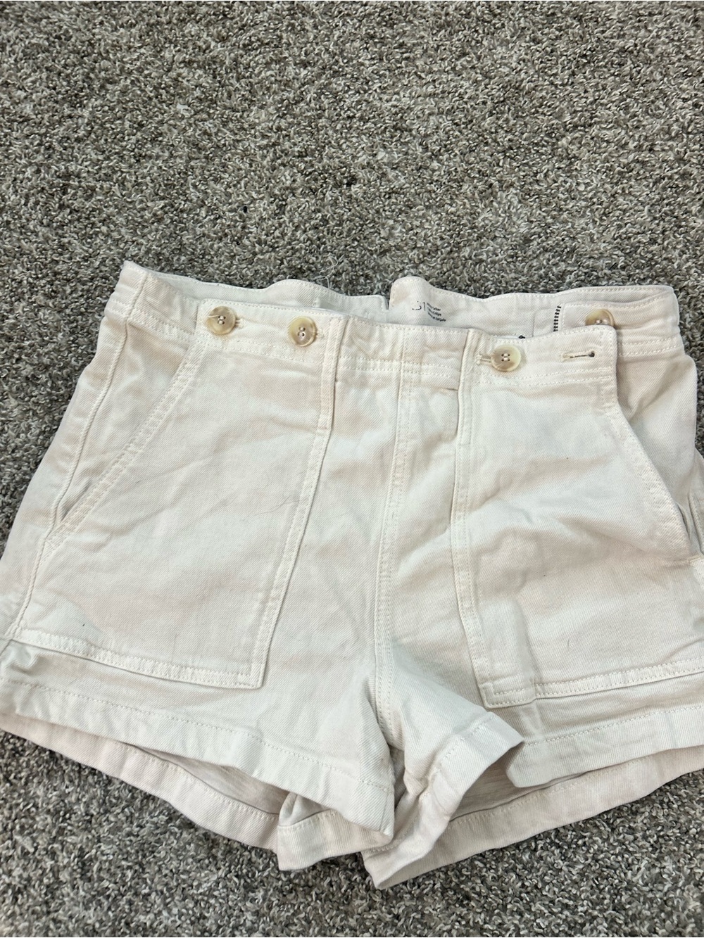 Pilcro Cream High-Waist Button Pocket Shorts